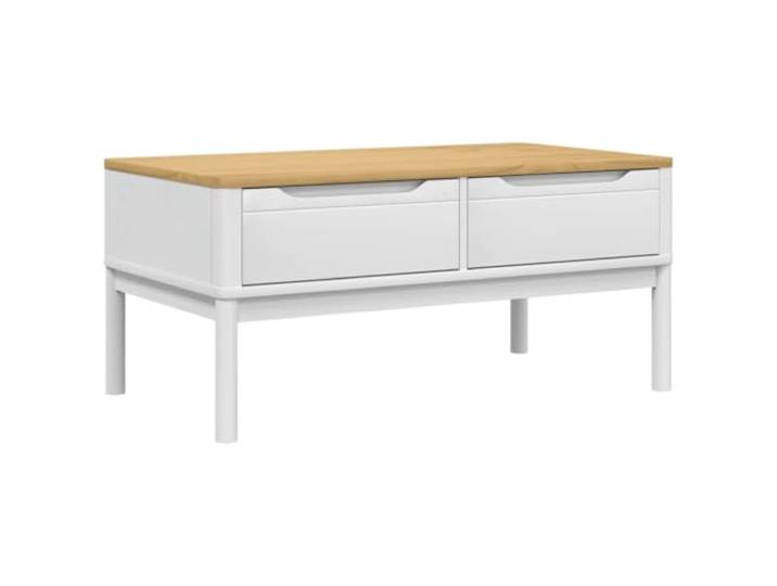 vidaXL Couchtisch Floro Weiß 99x55,5x45 cm Massivholz Kiefer