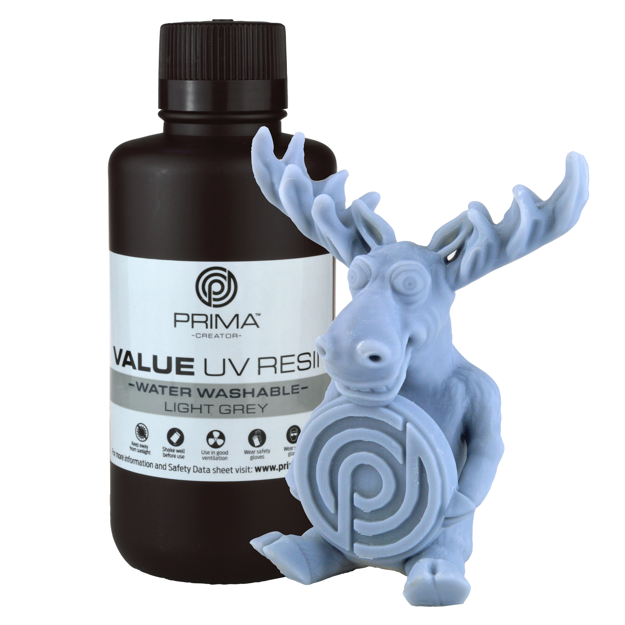 PrimaCreator Value Water Washable UV Resin - 500 g - Light Grey PV-Resin-B405-0500-LG