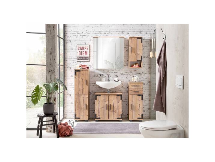 Spiegelschrank Zadar 71 x 72 x 24cm Braun/Silberfichte Dekor