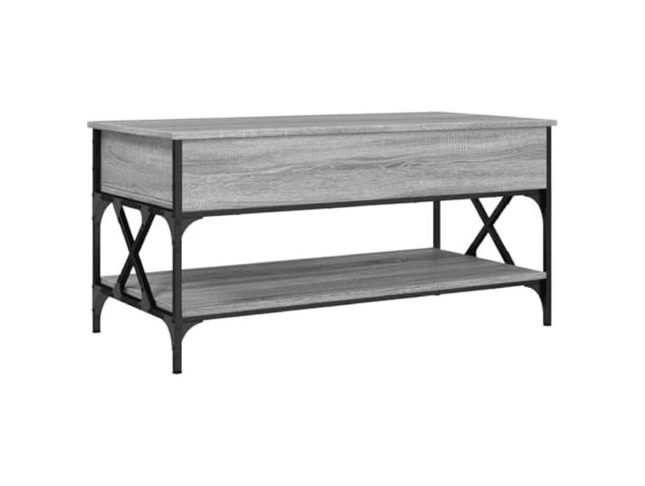 fsahslih Couchtisch Höhenverstellbar Grau Sonoma 100x50x50 cm Höhenverstellbarer Wohnzimmertisch mit verstecktem Fach und Metallgestell, ideal für das Wohnzimmer.