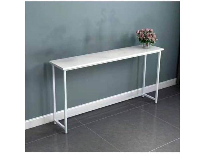 Schmaler Konsolentisch aus Stahl, Flurtisch für Eingangsbereich, Metallkonstruktion, minimalistisches Design, kompakt, flurmöbel, stabil(White,80*20*80cm)
