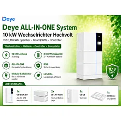 Deye  ALL-IN-ONE  System  10kW  Wechselrichter  Hochvolt  mit  8,18  kWh  Speicher  Grundplatte  Controller