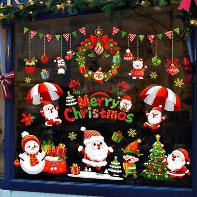 Uplifted Finds Christmas Snowflake Window Flowers PVC Electrostatic Stickers For Glass Reusable Winter Decoration Set h
