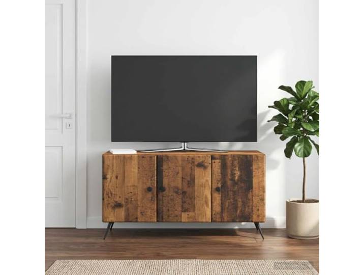 TV-Schrank Altholz 99 x 34,5 x 50 cm Holzwerkstoff Entertainment-Center Stauraum mit Fächern und Schubladen, Kabeldurchführungen, modernes Design, einfacher Aufbau, robuste Konstruktion