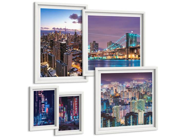 Tulup Bilder SET 5er Set - 50x50 cm & 20x30 cm & 40x60 cm Weißer Rahmen - Bergblumen Himmelsweg, Kunststoff, Rechteckig, 40x60 cm, gerahmt, Bilder & Rahmen, Bilder