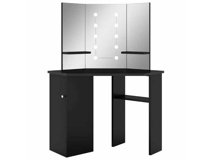 Meuble maquillage - - CHIC - Coiffeuse d'angle avec LED - Noir 111x54x141 5 cm@EUlwh68w