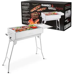 Rambo Argos hochwertiger Holzkohlegrill aus Edelstahl, Mangal, Holzkohle Klappgrill mit Kohlebehälter und komfortablen Griffen
