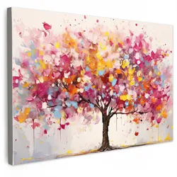 LEINWANDBILD Aquarell - Baum - Kunst - Abstrakt Wanddeko 90x60 cm