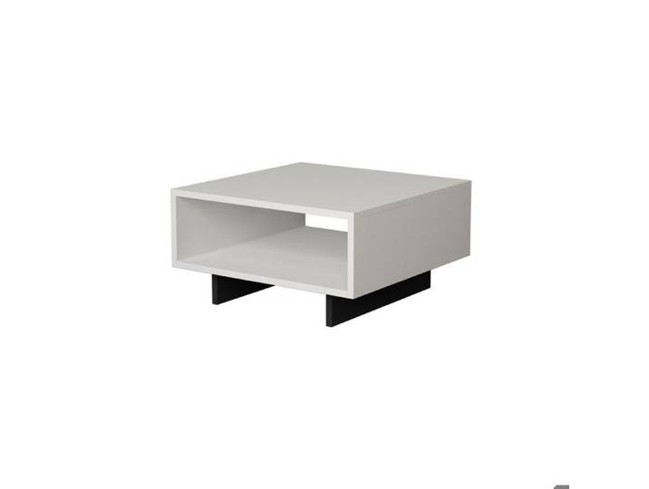 Table basse FAVIA - BOBOCHIC - Blanc / Anthracite - Forme carrée - Grande niche - Mélaminé
