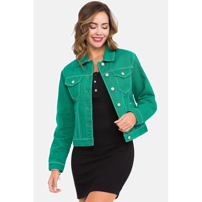 Jeansjacke CIPO & BAXX "Jeansjacke", Damen, Gr. L, grün, Stoff, 100% Baumwolle, unifarben, regular fit normal, Manschette, Jacken Jeansjacke, Mit praktischen Brusttaschen, WJ212