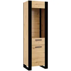 VITRINE Nouka Holz und Schwarz
