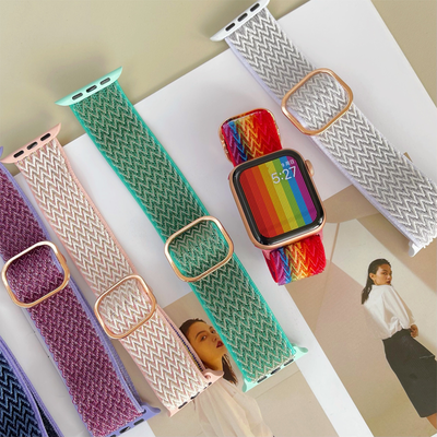 Combo Retail Shop Nylon Strap For Apple Watch Band, Bohemian Elastic Bracelet, I Watch Series colorful 38mm Or 40mm 41mm