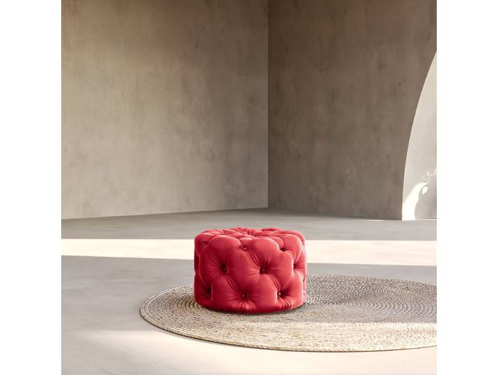 Polsterhocker 60 x 60cm Rot Samt Ravi: Rot