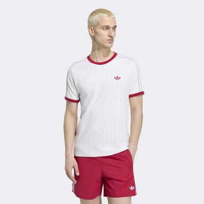 T-Shirt ADIDAS ORIGINALS "DROP NEEDLE 3-STREIFEN", Herren, Gr. XL, weiß (cloud weiß), Obermaterial: 100% Baumwolle, normal, Rundhals, Shirts T-Shirt, für Erwachsene, mit sportlichem Stil, in normaler Länge, Kurzarmdesign