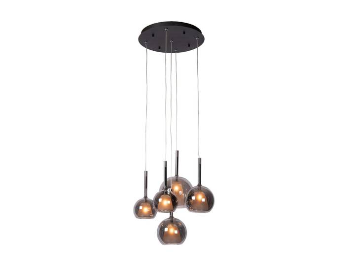 Lampe suspendue métal gris - 5 ampoules