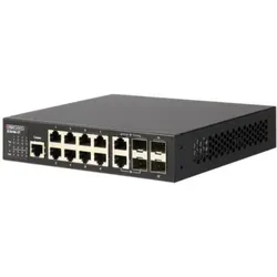 Edgeware Edgecore Switch L2+ 8 x GE + 2CG + 2 100/1000 SFP, fan-less, ECS4100-12T (8 Ports), Netzwerk Switch, Schwarz