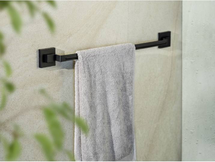 Porte-serviettes Quadro Barre porte-serviettes : acier inoxydable, laqué Loc : plastique - ABS Noir/Noir 61 x 6 x 5cm