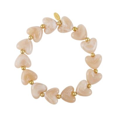 Perlenarmband ADELIA´S "LIVAYA", beige (khaki), Armbänder, Damen, Edelstahl, Perlenarmband, Stylisch mit herzförmigen Perlen
