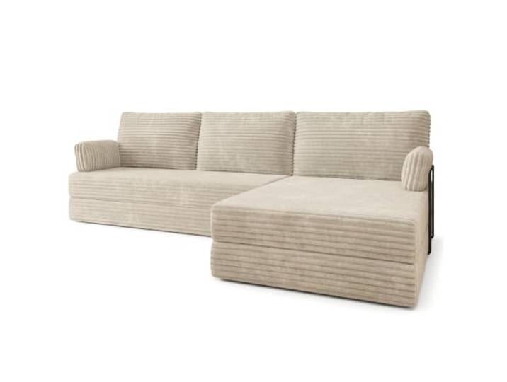 Masseno Schaumstoff-Ecksofas ANKO mit Metallgestell, Modulares Schlafsofa aus Schaumstoff, Klappbares Bodensofa, Schlaffunktion, Ohne Montage - Creme, TILIA 03