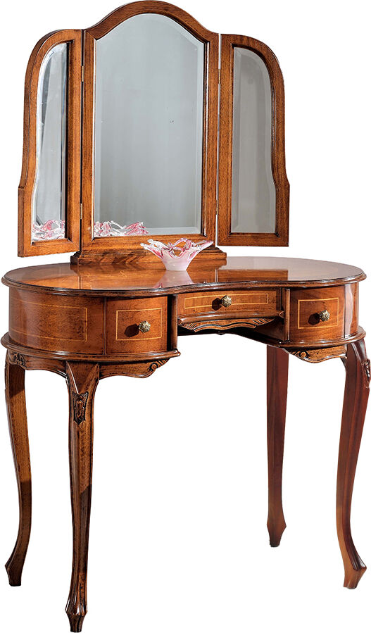 Pharao24.de Frisiertisch mit Nussbaum furniert Barock Design