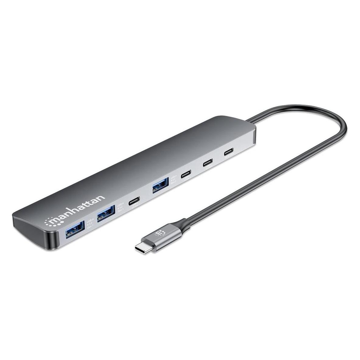 Manhattan 7-Port 10G/5G USB-C / USB-A Hub 4+3 mit Power Delivery (USB-C, 7 Ports) (181167)