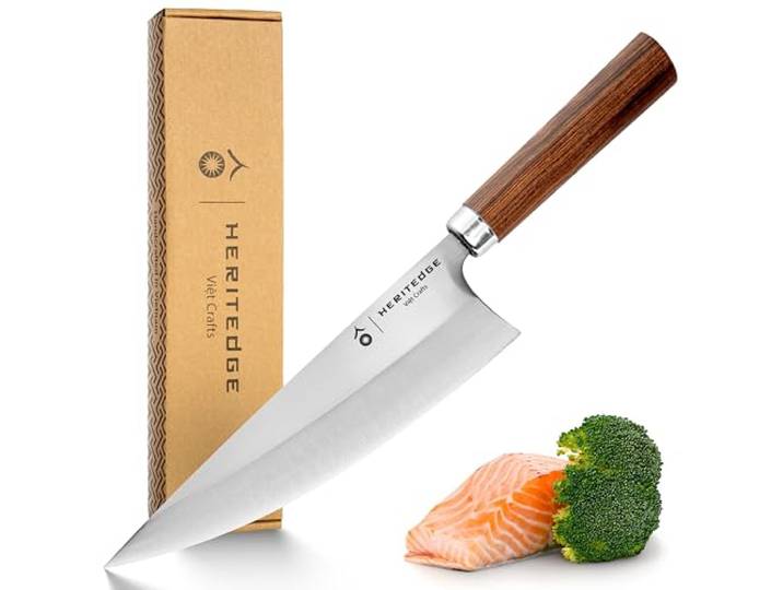 HERITEDGE LONG S Handgeschmiedetes Chefmesser 20,8 cm Profi Kochmesser Handgefertigt in traditioneller Schmiede Edelstahl 56–58 HRC Tamarindenholz misü by Mike Süsser