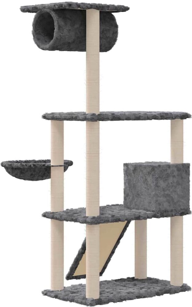 vidaXL Arbre à chat avec griffoirs en sisal Gris foncé 131 cm