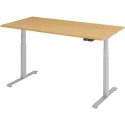 BaseLite Schreibtisch höhenverstellbar (elektrisch) »Base« 160 cm Gestell silbern braun, 160x129.5x80 cm