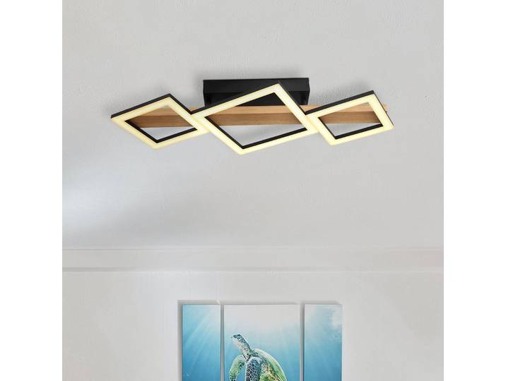 Globo LED Deckenleuchte Dustin, Holz dunkel, für Wohn- / Esszimmer, Metall
