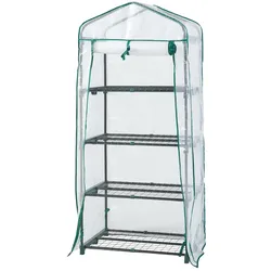 Helloshop26 - 4-stöckiges Gartengewächshaus 158 x 69 x 49 cm Weiß