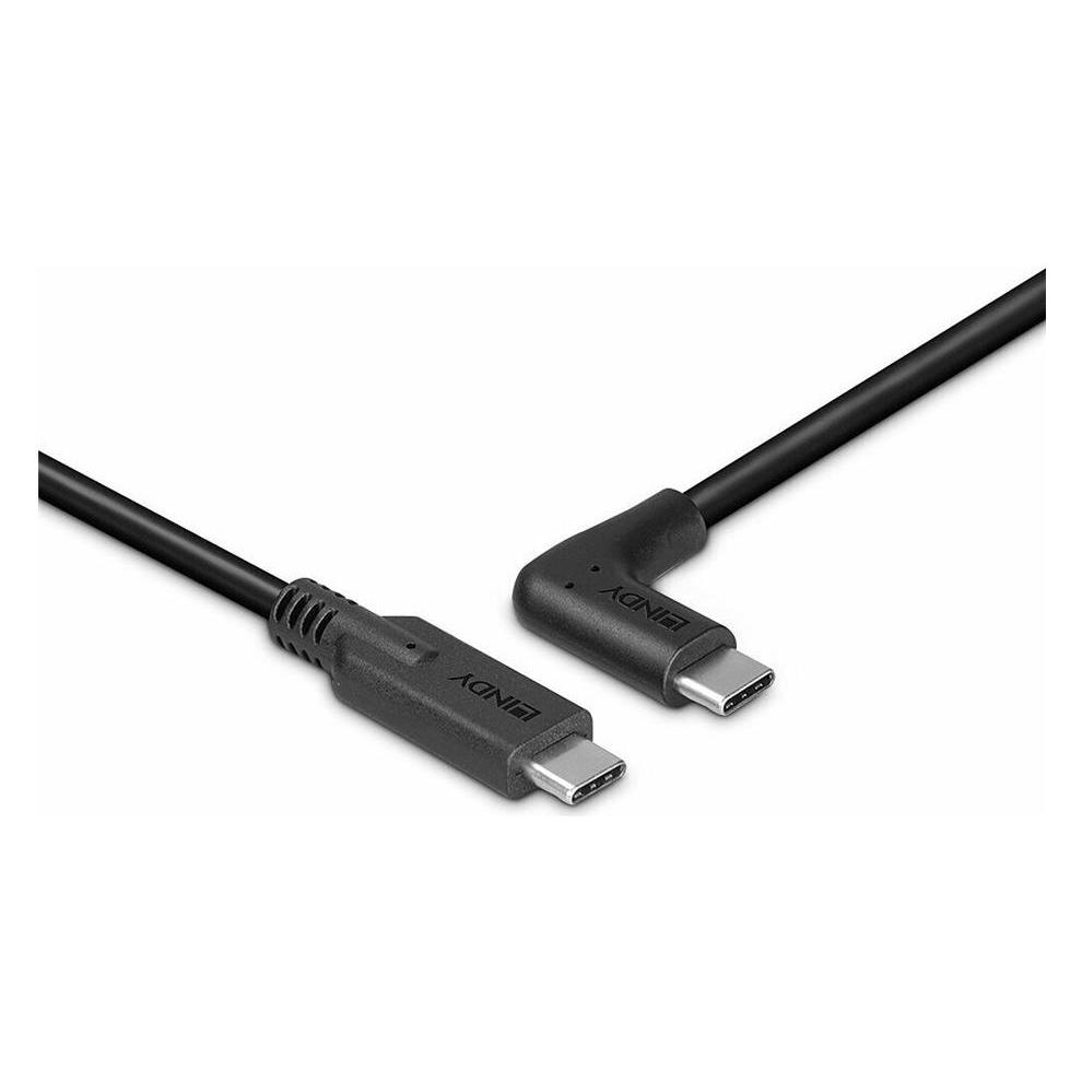Lindy 1m USB 3.2 Typ C Kabel 90° gewinkelt (32018) (1 m, USB 3.2 Gen 2, 60 W) (32018)
