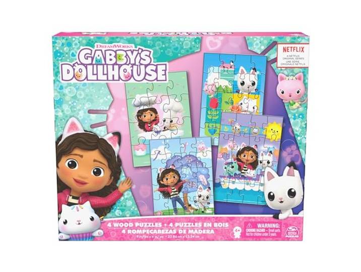 Gabby's Poppenhuis - 4-pack Houten Puzzel: 12, 16, 20 en 24 Stukjes