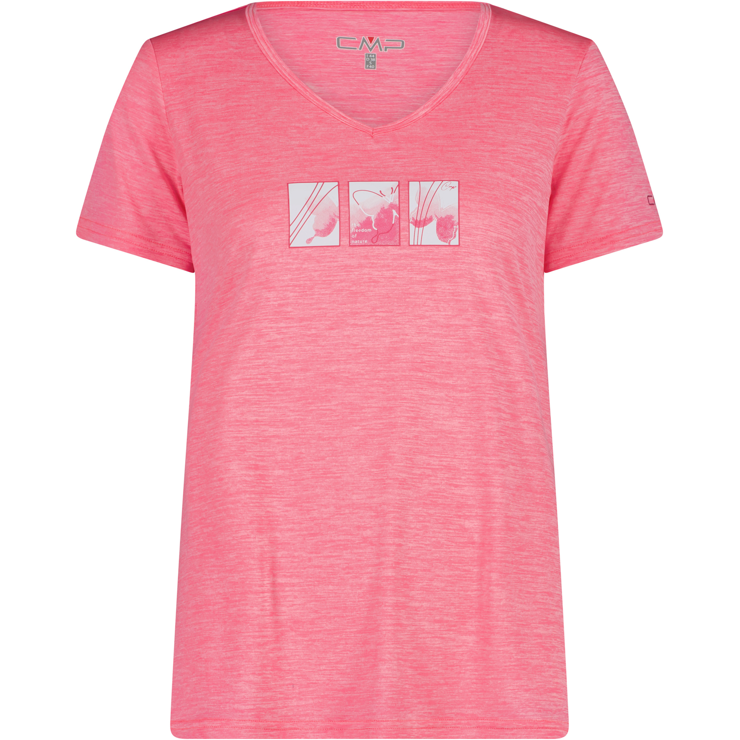 CMP Melange Print Damen T-Shirts rosa Größe M Trekking Geruchsneutralisierend