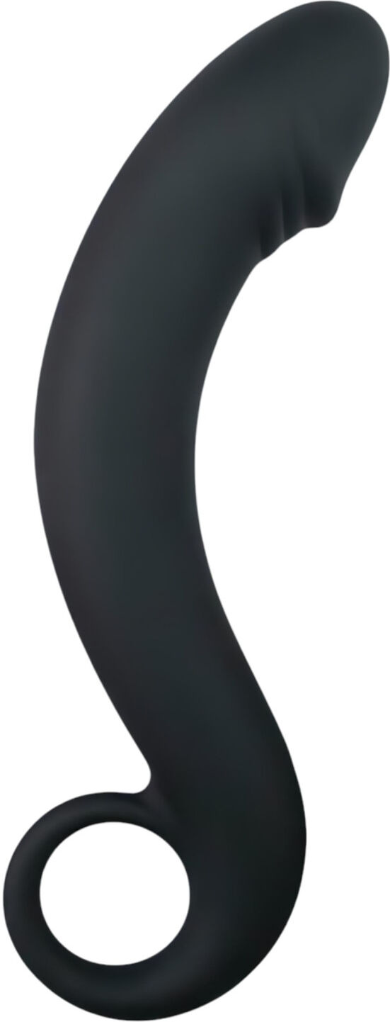 EasyToys Curved Black Silicone Anal Dildo