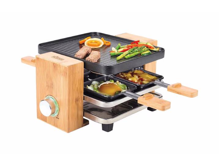 Koenig Bamboo 4St Raclettegerät – Raclette Ofen/Raclette Grill – braun
