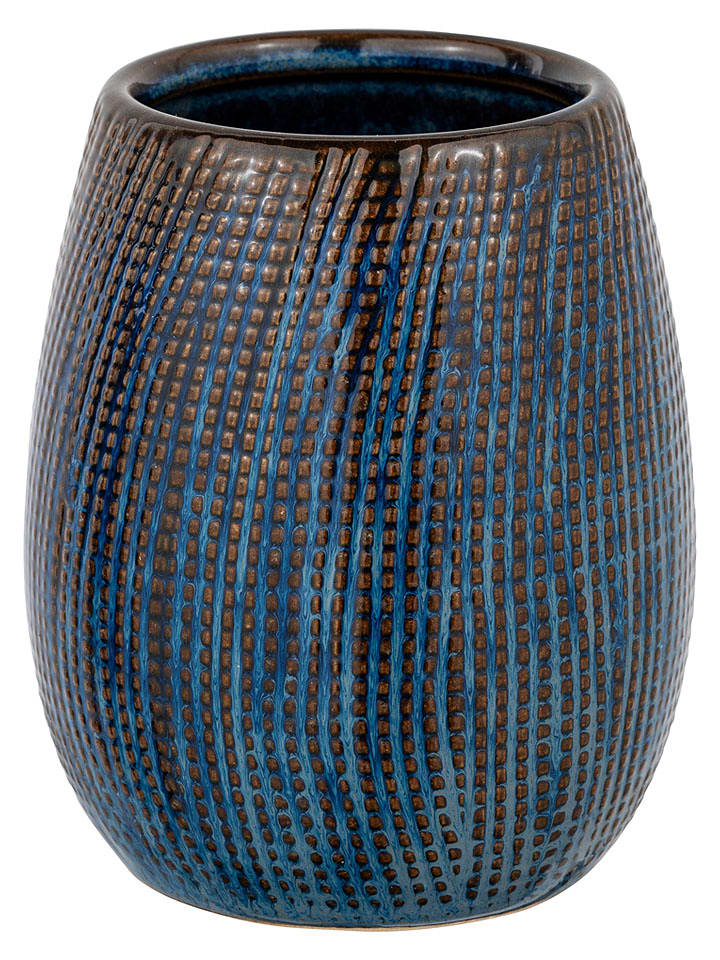 Schöner Wohnen Kollektion Zahnputzbecher ''Ronta'' in Blau/ Braun - (H)11 x Ø 9 cm - onesize