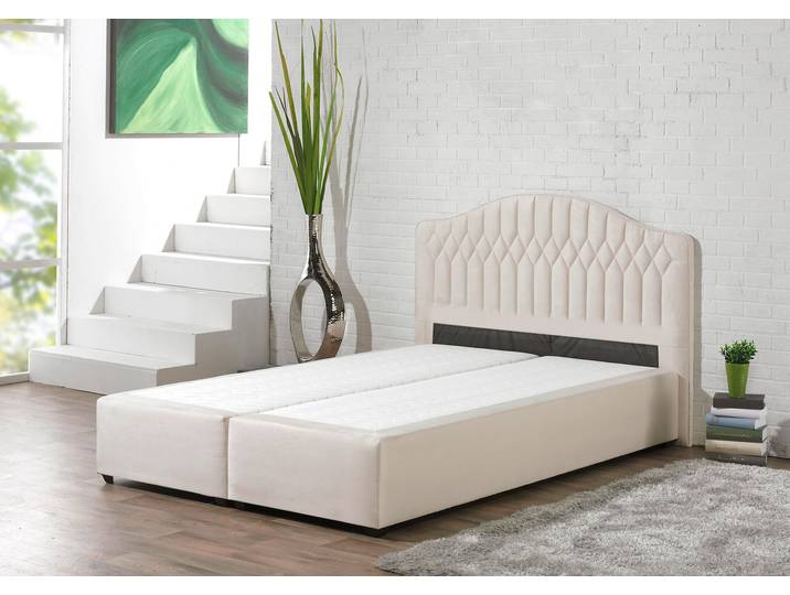 Boxspringbett, 140x200 cm, Mikrofaser, Beige, 5-Zonen-Tonnentaschenfederkern, Maintal