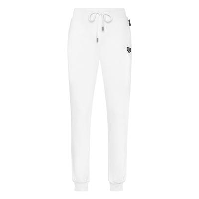 Jogginghose PHILIPP PLEIN "Iconic Plein", Damen, Gr. XL, US-Größen, weiß (01, weiß), Obermaterial: 100% Baumwolle, Hosen Jogginghose