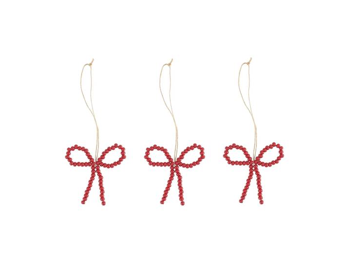 Scandi Living Suspension de sapin nœud Craft Lot de 3 Rouge