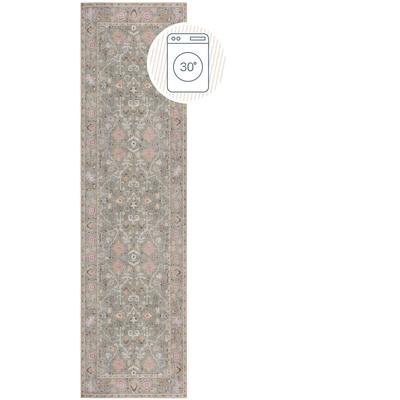 Teppich FLAIR RUGS "Una", grün, B:60cm H:4mm L:230cm, Kunstfaser, Teppiche, Teppich, Waschbarer Traditioneller Teppich