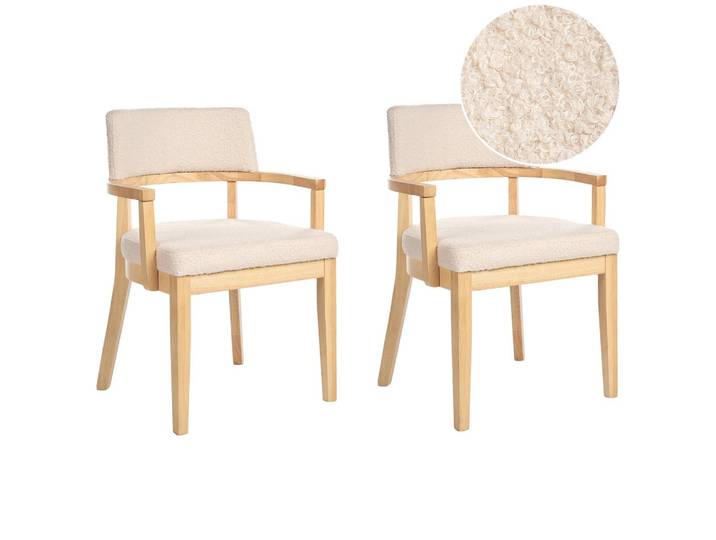STUHL 2er-Set Bouclé Hellbeige Dalbo
