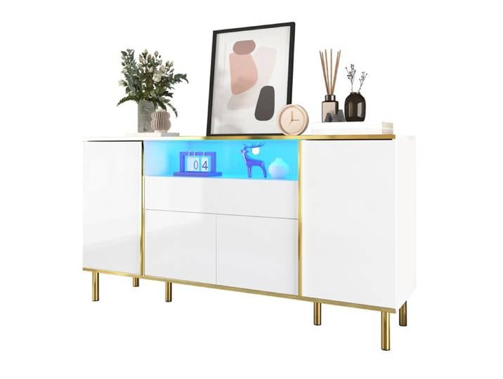 Sideboard commode blanche brillante avec 1 tiroir commode de chambre à coucher sideboard blanc brillant /T40/H80cm