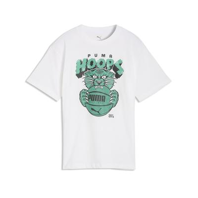 Trainingsshirt PUMA "Flagrant Foul Relaxed Basketball-T-Shirt Jungen", Kinder, Gr. 140, weiß, Obermaterial: 100% Baumwolle; Rippe: 71% Baumwolle, 29% Polyester, bedruckt, relaxed fit, Rundhals, Shirts