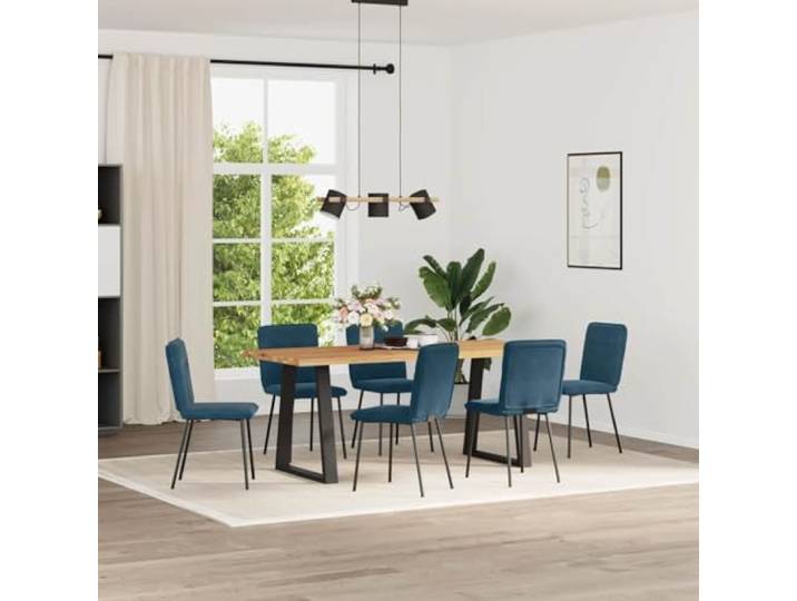 KTHLBRH Esszimmerstühle 6 STK. Blau Samt mit Metall-Holz-Gestell Samtbezug, Schaumstoffpolsterung, Metall-Holz-Gestell, vielseitig nutzbar