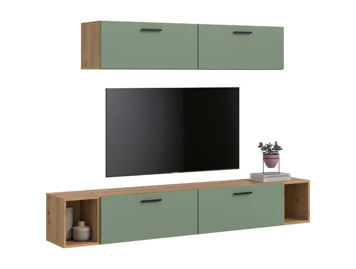 Wohnkombination The One 4 , 6-teilig , Artisan Oak / Smoke Green