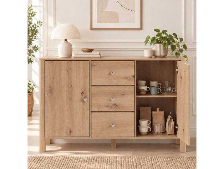 Buffet Bahut 2 portes 3 tiroirs Buffet Bahut de Salon adapté à la salle à manger au salon 120 × 40 × 80 cm