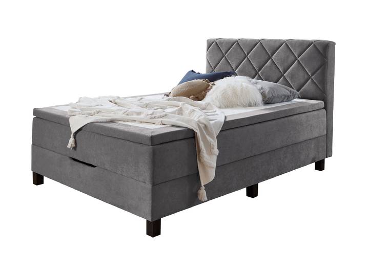 Boxbett 140 x 200 cm grau mit Bettkasten - JEFF