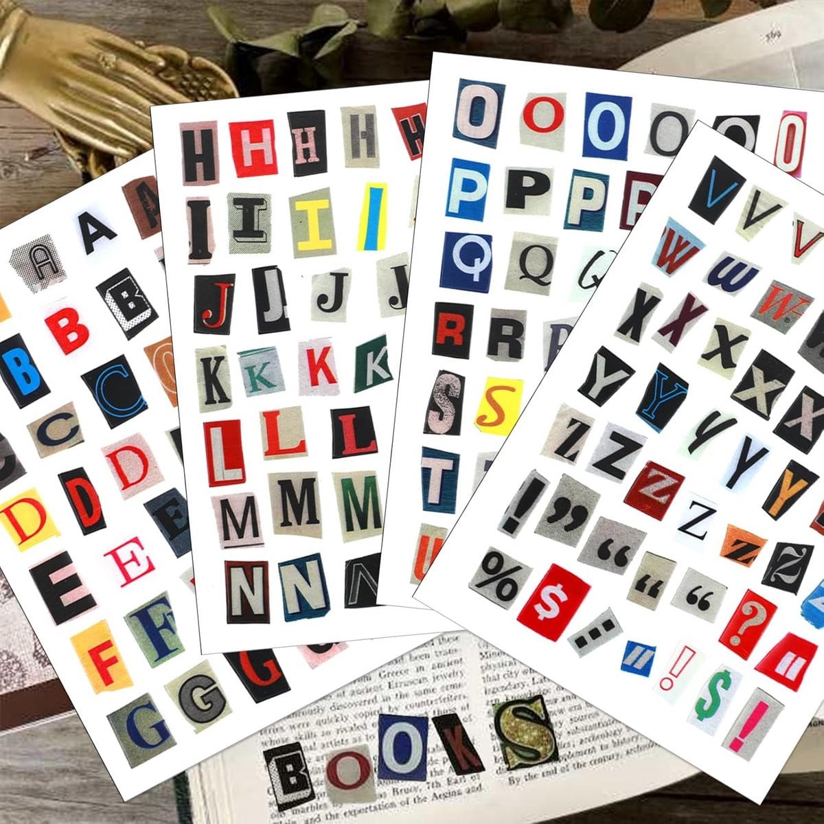 168 stuks zelfklevende alfabet letterstickers in vintage stijl