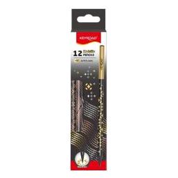 Keyroad Metallic Bleistift rund schwarz Holz 12 Stk (12x) (58163679)