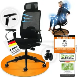 VALKENSTOL M4 - Bürostuhl ergonomisch, modern und stylish - Kopf-/Armstütze